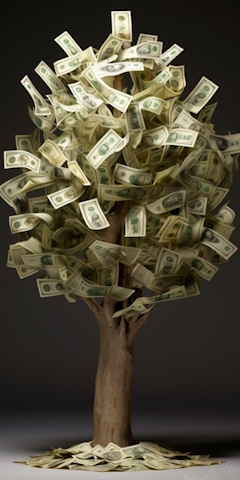 Money tree as imagined by Midjourney AI