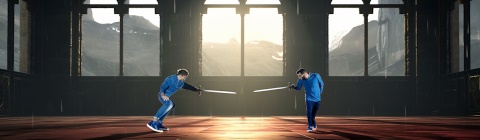 A duel with real swords as imagined by Midjourney AI