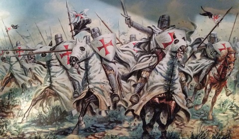 The Knights Templar charging in battle