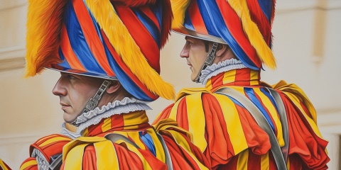 The Pontificial Swiss Guard as imagined by Midjourney AI