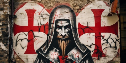 Knights Templar graffiti generated by Midjourney AI