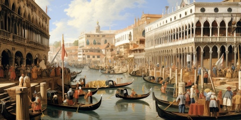 Venice as a financial center in banking history as imagined by Midjourney AI