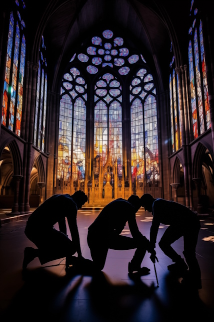 Brothers inside Valere Basilica in Sion